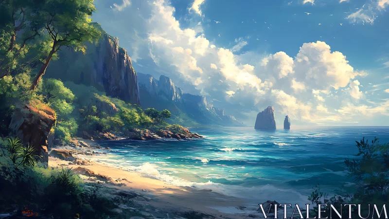 Tropical Coastal Cliffs with Sea Stacks