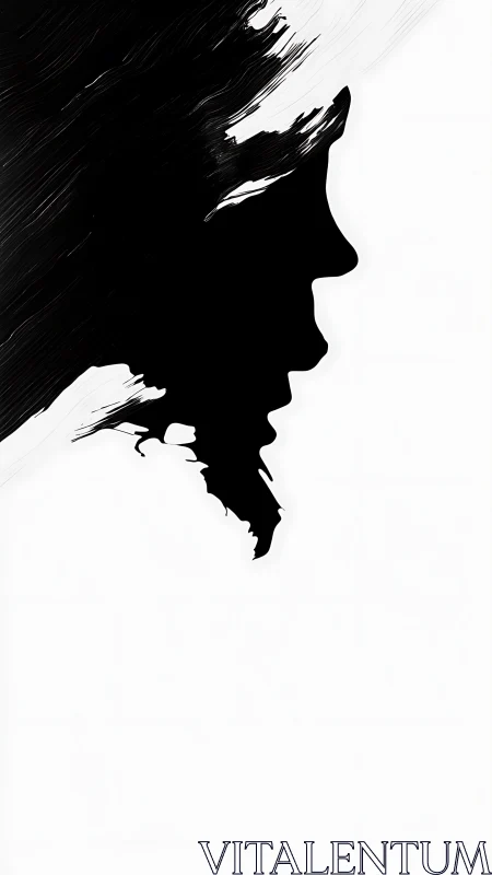 Ink-swept profile where a dragon unfurls from human thought.