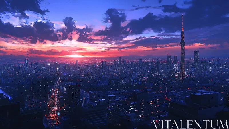 Neon skyline sipping sunset fire over restless towers.