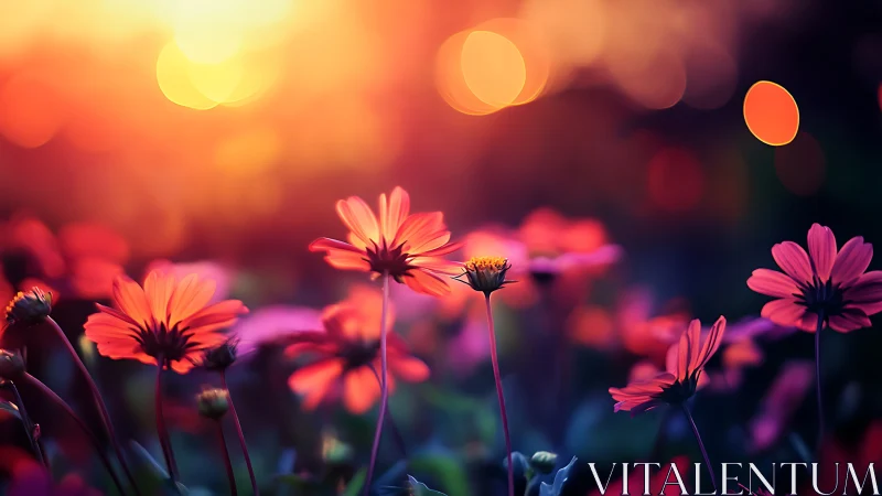 Twilight Dahlias Dance Through Honeyed Bokeh Blaze