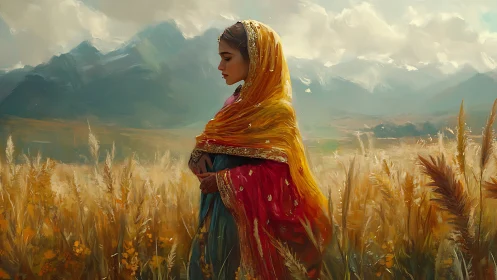 Sunlit shawl drapes a quiet prayer across the mountain field