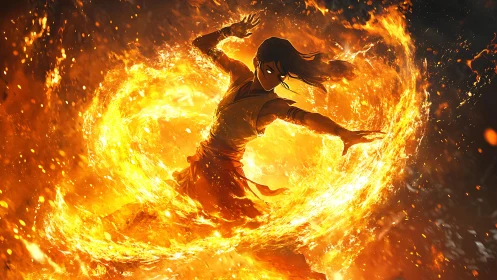 Warrior Controls Raging Inferno in Epic Fire Manipulation Scene