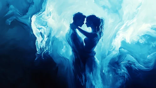 Two Hearts Dancing in Blue Light.