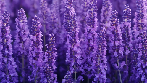 Purple Lavender Field in Full Bloom.