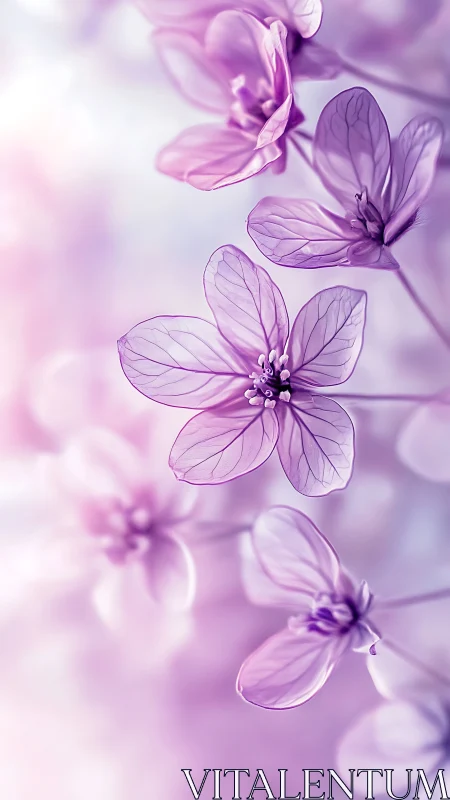 Translucent Floral Study: Ethereal Purple Botanicals in Soft Focus.