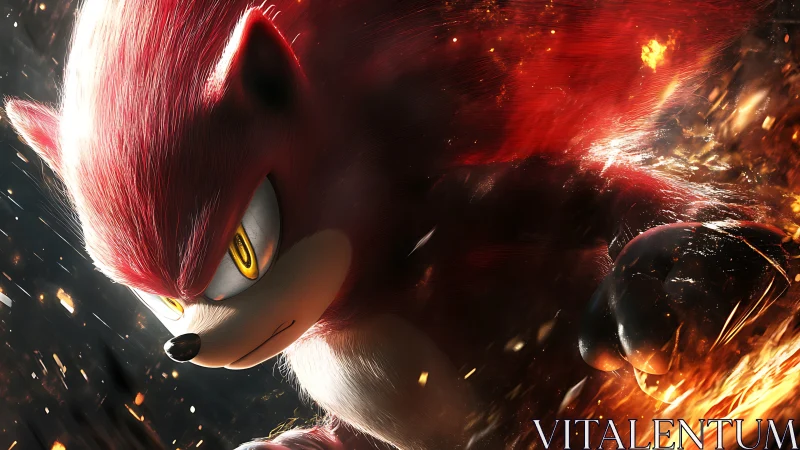 Red quilled creature sprints through fiery explosive streaks