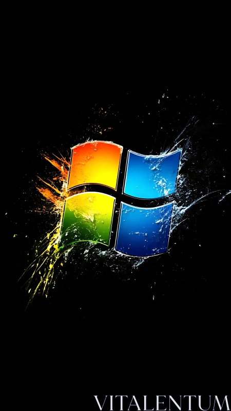 Chromatic quad-panel splash logo under high contrast field.