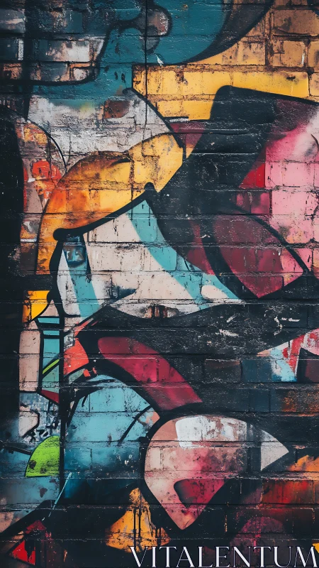 Urban graffiti mural explodes with layered color and texture
