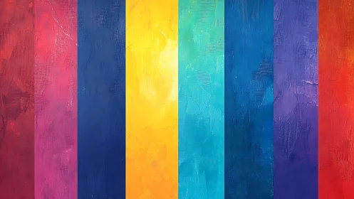 Radiant rainbow panels glowing with joyful textured color.