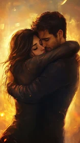 Intimate Embrace in Golden Light.