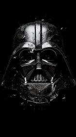 High-contrast helmet portrait with specular degradation mapping.