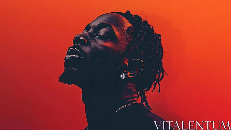 Crimson hush around a silhouetted dreamer in soft glow.