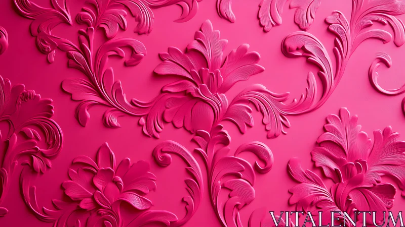 Flourishing pink scrolls pirouette across sculpted velvet walls