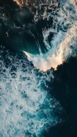 Rolling ocean waves glow softly in warm coastal light