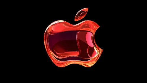 Glossy Red Apple Logo in Modern 3D Digital Art Style.