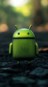 Tiny green rover quietly patrols a forest-floor data stream