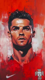 Fierce red portrait of a determined football titan in bloom.