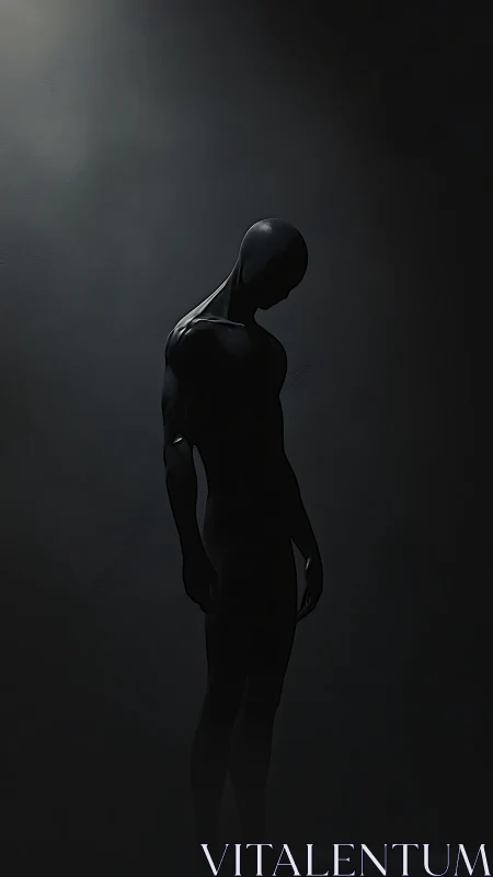 Solitary silhouetted figure in low dramatic side lighting.