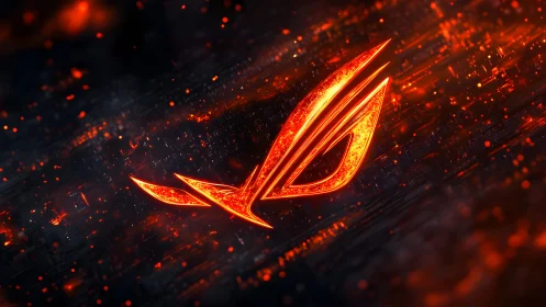 Futuristic ROG Logo in Fiery Digital Abstract Art Style.