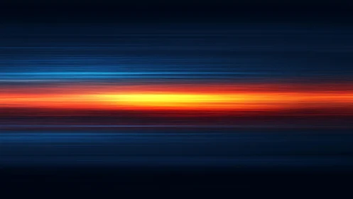 Abstract Horizon with Vibrant Blue and Orange Light Streaks.