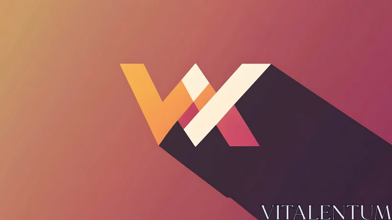 Geometric monogram logo with long diagonal vector shadow.