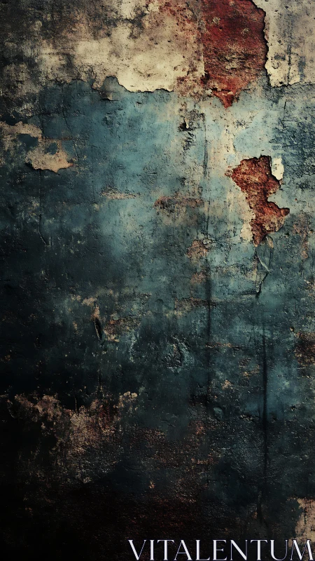 Weathered blue wall with rustic peeling textures and depth.