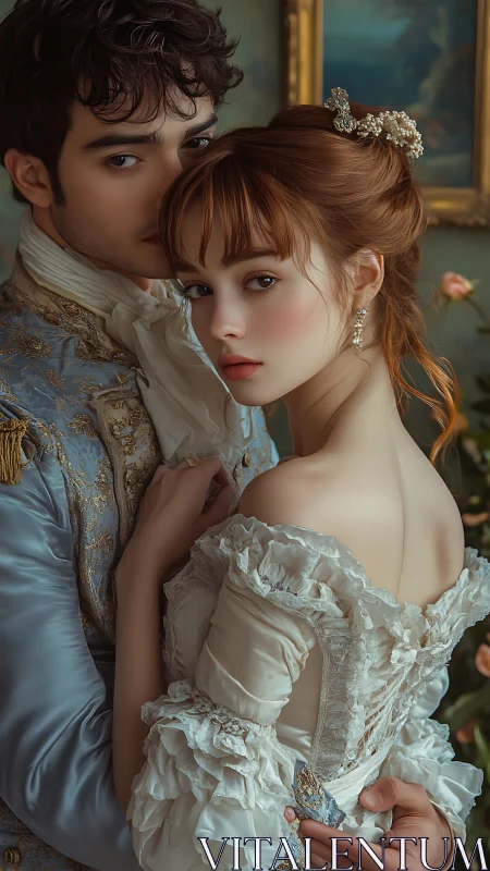 Gilded Embrace: A Period Romance Rendered in Lustrous Detail.