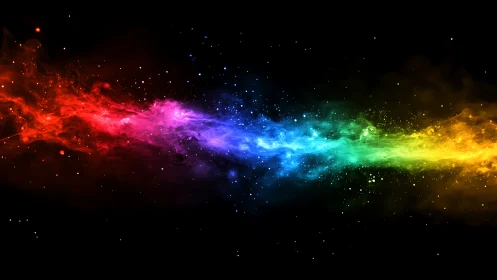 Chromatic nebular stream across deep-space vacuum field.