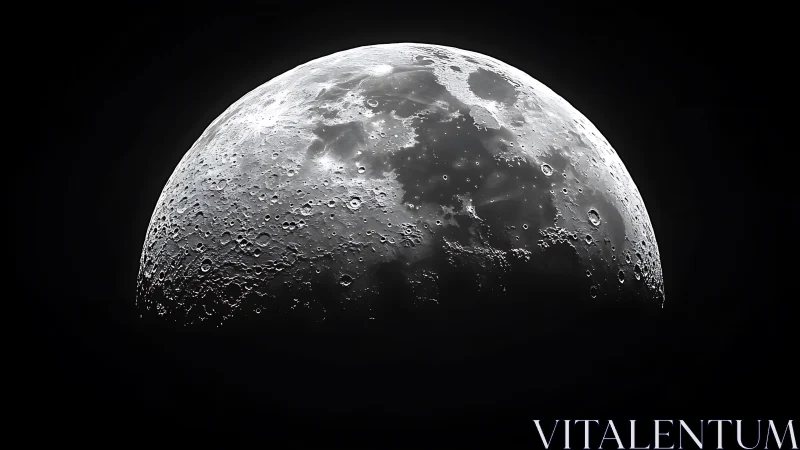 Half-lit lunar crown glimmering over ink-black silence.