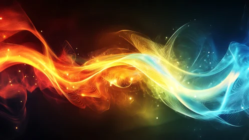 Dynamic Energy Flow: Abstract Light Waves Across Dark Space.