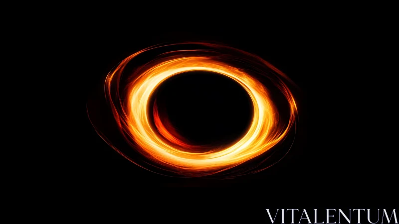 Fiery circular energy ring glows against deep black void