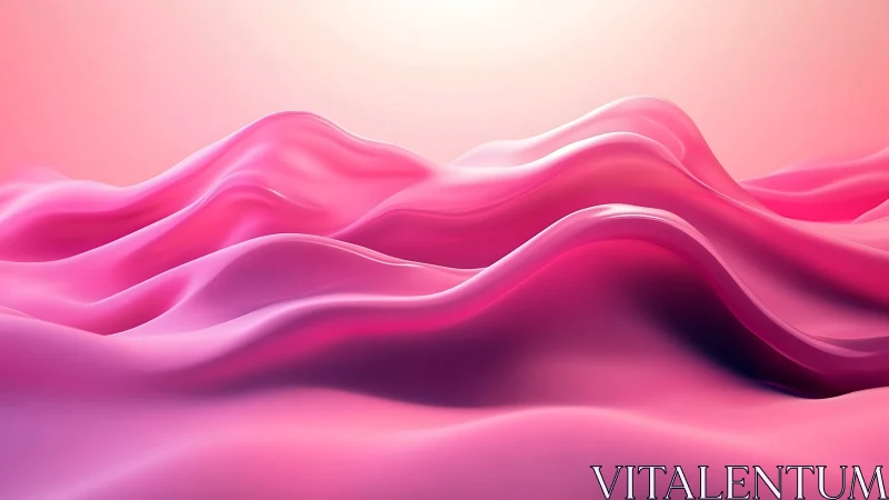 Smooth pink 3D wave-like surfaces form layered abstractions