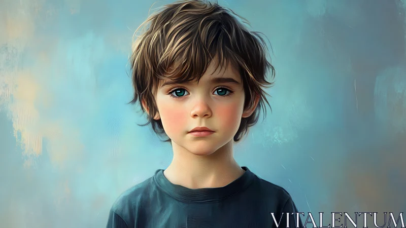 Digital portrait shows young boy with neutral expression