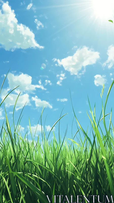 Sunlit grassland daydream stretching toward a painted sky.