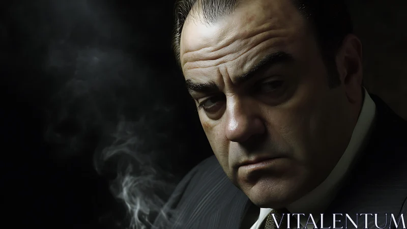 Low-key portrait of stern man with cinematic chiaroscuro lighting