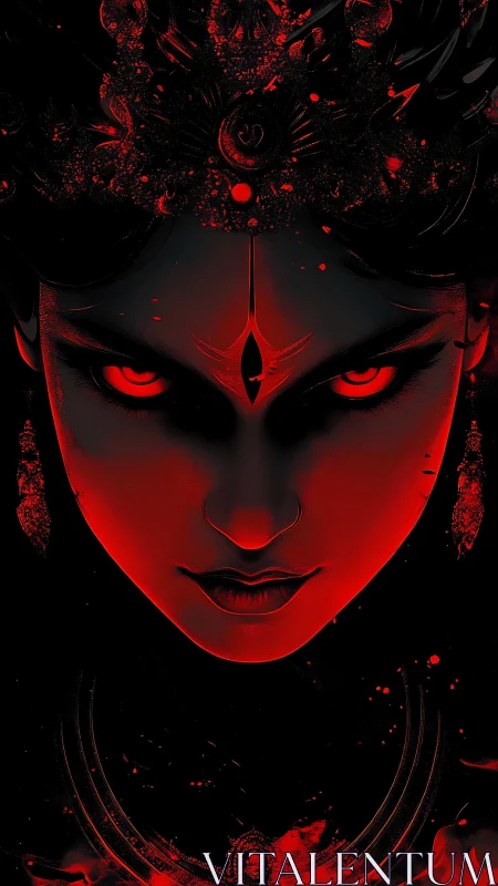 Crimson-eyed goddess carves a doorway through the dark