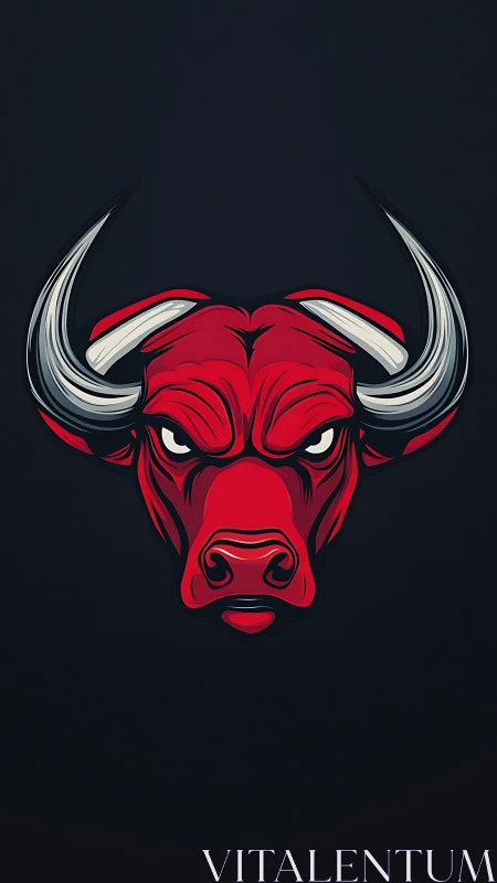 Red bull head logo on dark background with curved horns.
