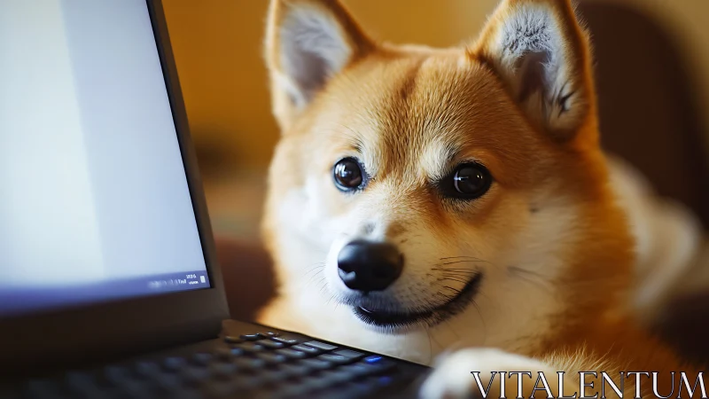 Curious office pup sharing a cozy work from home moment.
