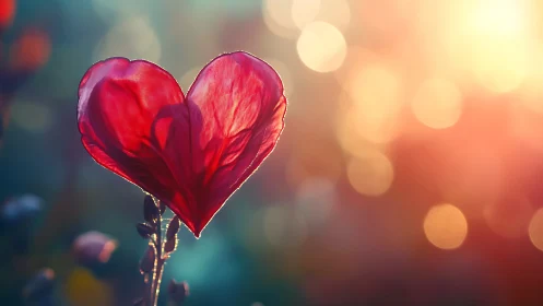 Heart-Shaped Flower Glowing in Warm Sunset Light.