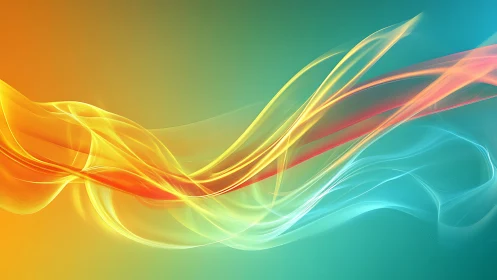 Colorful light wave streaks flow across a smooth gradient