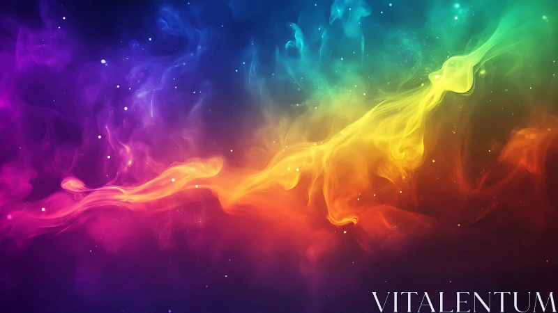 Spectral nebula ribbon with vibrant multicolor gaseous diffusion