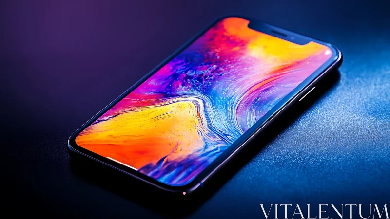 Holographic Display Smartphone with Vibrant Gradient.