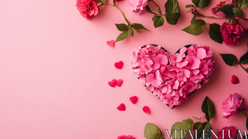 Pink Petal Heart Symphony Blooms Against Rosy Backdrop