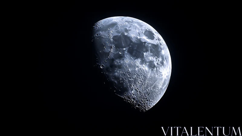 Lunar crescent close-up revealing craters in sharp relief.