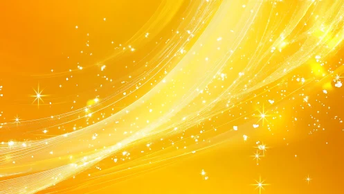 Abstract golden light streaks and sparkling stars digital background.