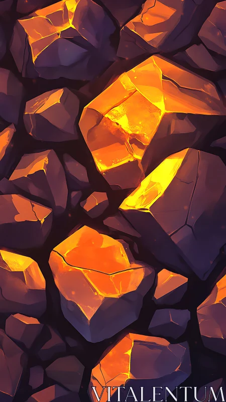 Glowing Lava Rocks Warming the Darkness with Heat