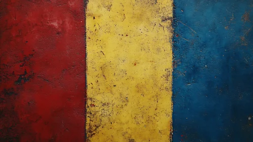 Textured tricolor abstract with vertical chromatic banding.