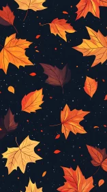 High-contrast seamless pattern of stylized autumn maple leaves