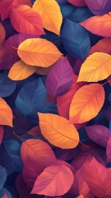Digital foliage pattern with layered gradient autumn leaves.