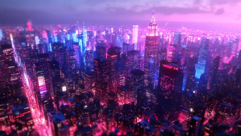 Neon towers hum softly while twilight dissolves into pixels